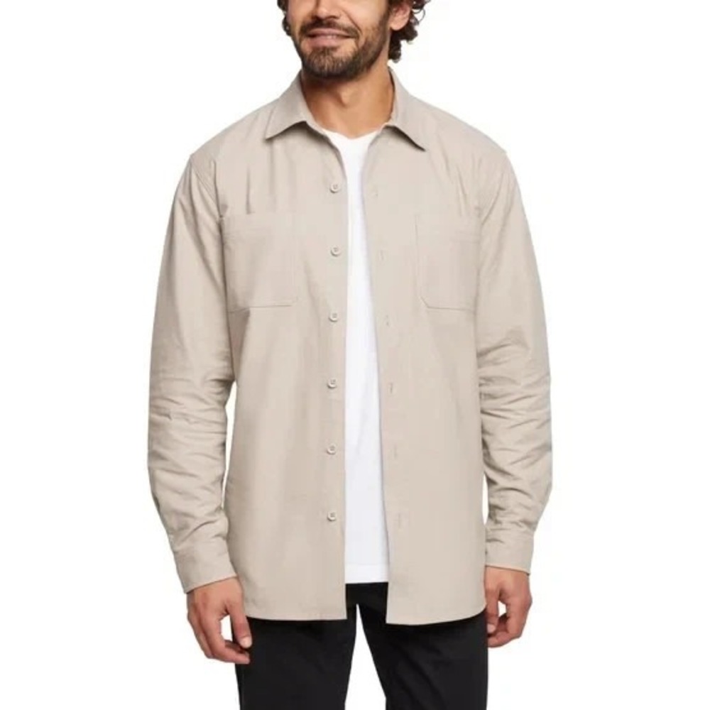 WOOLRICH Chamois Men Size XXL: Tan 100% Soft Cotton Long Sleeve Shirt NWT - Picture 2 of 8